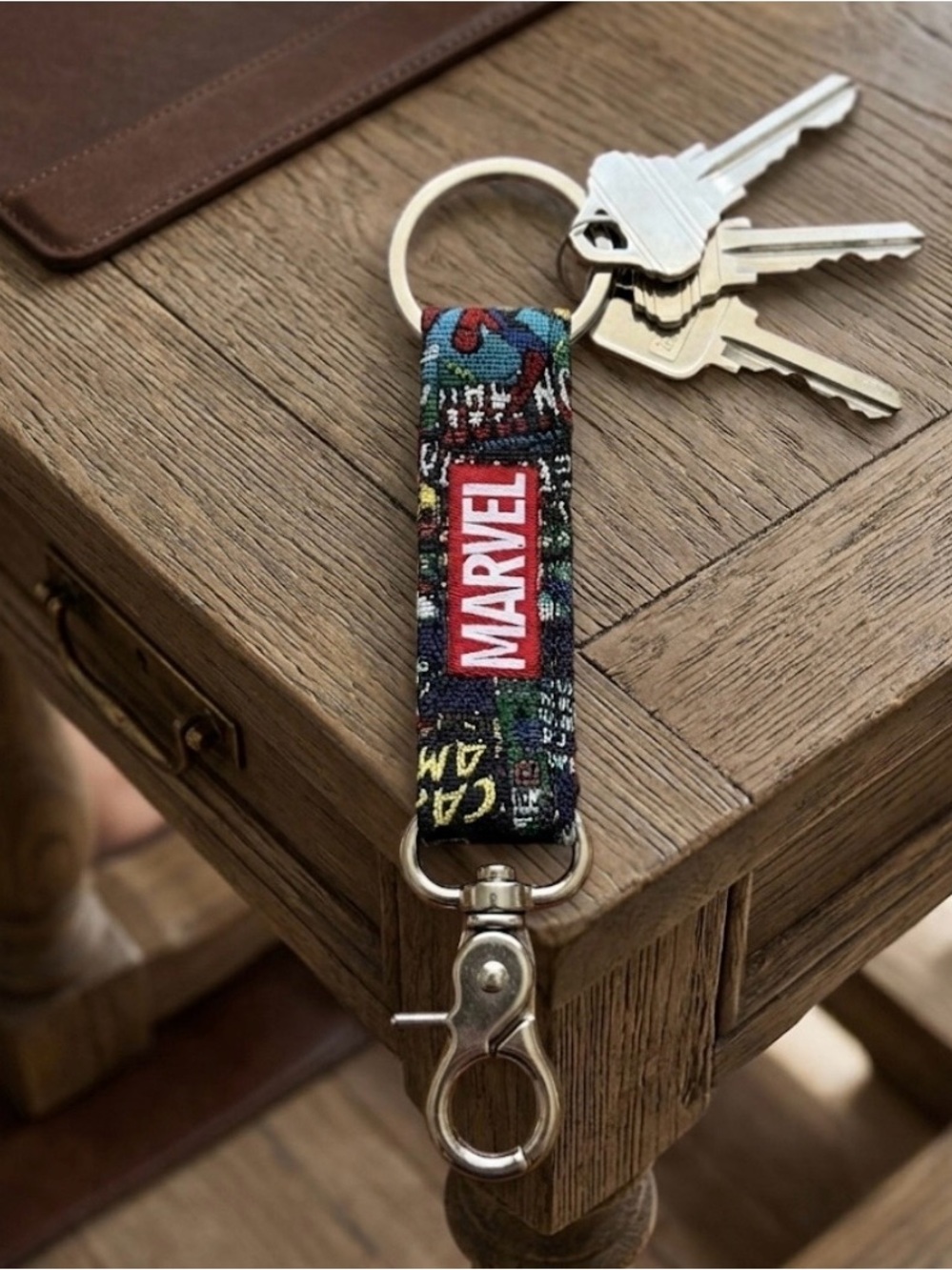 Marvel Comic Print Lanyard Key Fob Holder Silver Tone Hardware NWOT Unisex